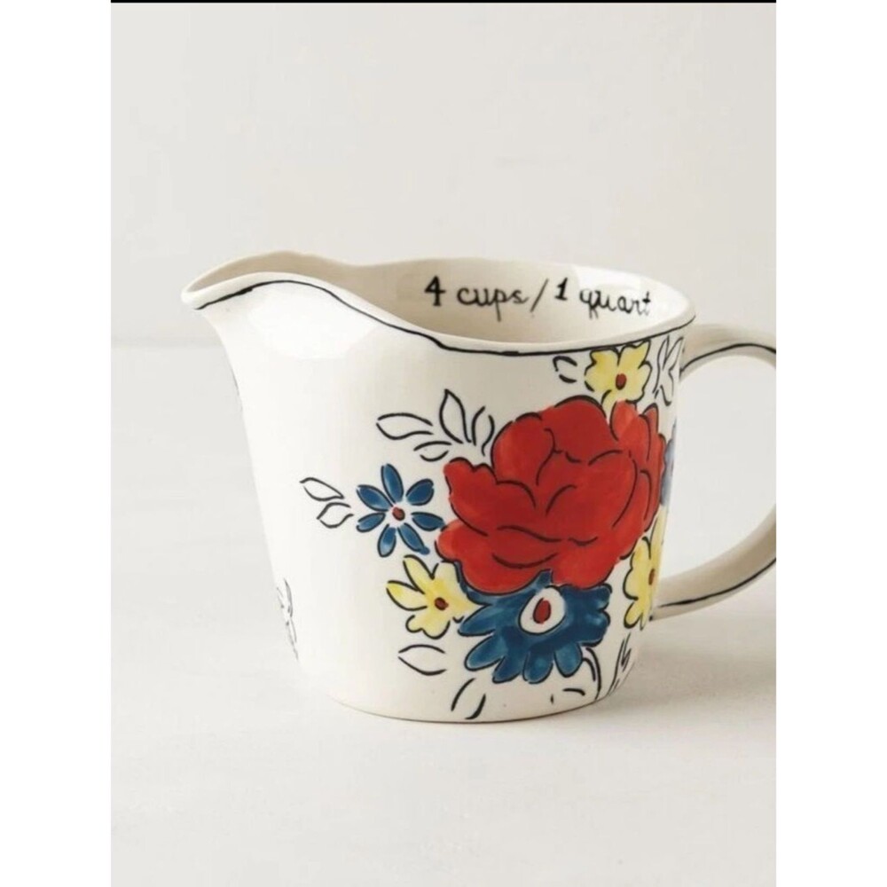 Anthropologie Molly Hatch Floral 1 Quart Measuring Cup